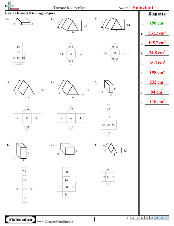  - calcola-la-superficie worksheet