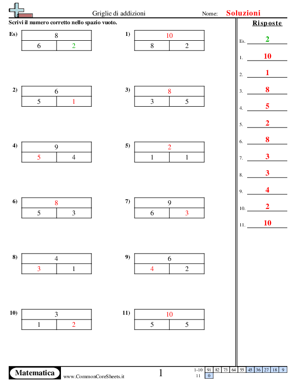  - giglie-di-addizioni-fino-a-dieci worksheet