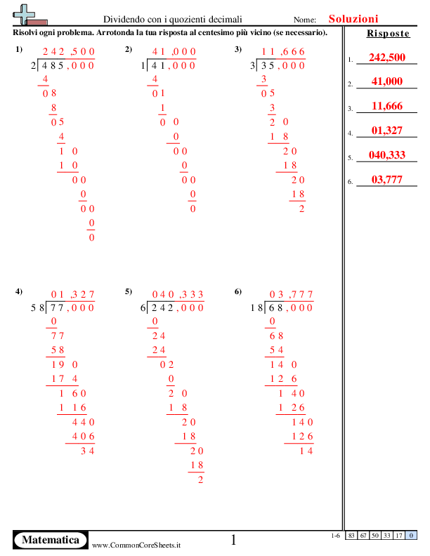  - 265 worksheet