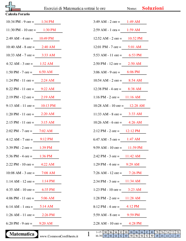  - sottrai-le-ore worksheet