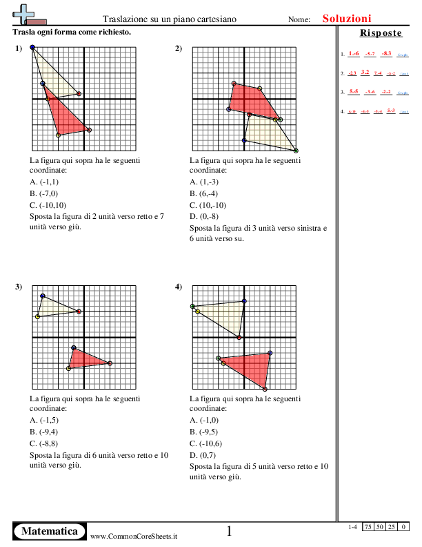  - translazione-su-un-piano-cartesiano worksheet