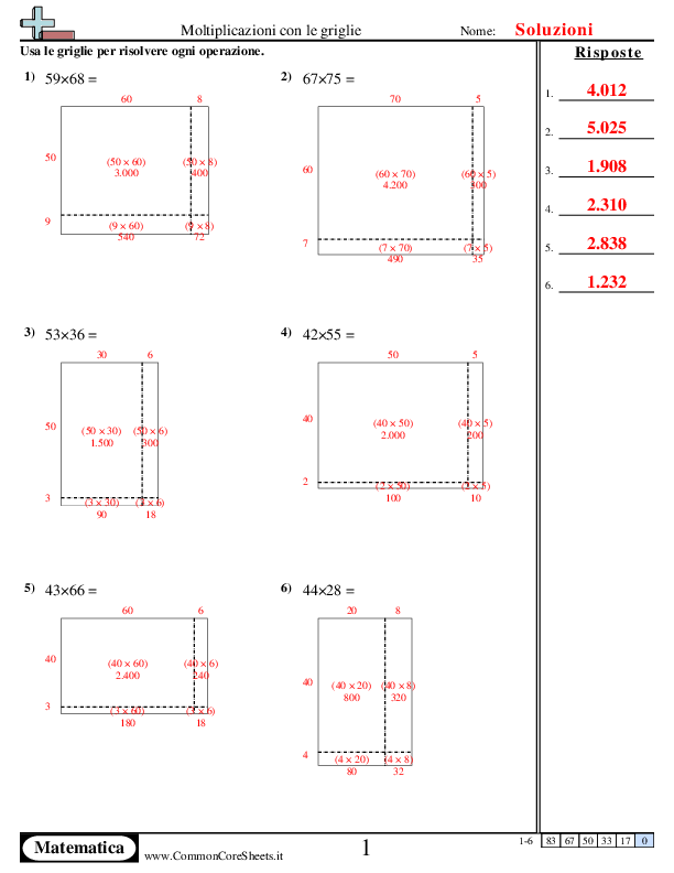  - moltiplicazioni-usando-le-griglie worksheet