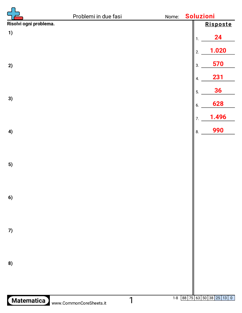 Esercizi Compositi - Problemi in due passaggi (moltiplica poi dividi) worksheet