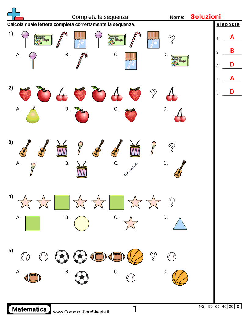Schemi e operazioni grafiche - Continuare schemi (visivo) worksheet