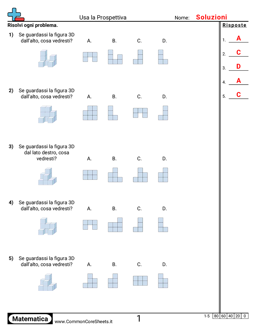 Esercizi sulle Forme - Usare le prospettive worksheet
