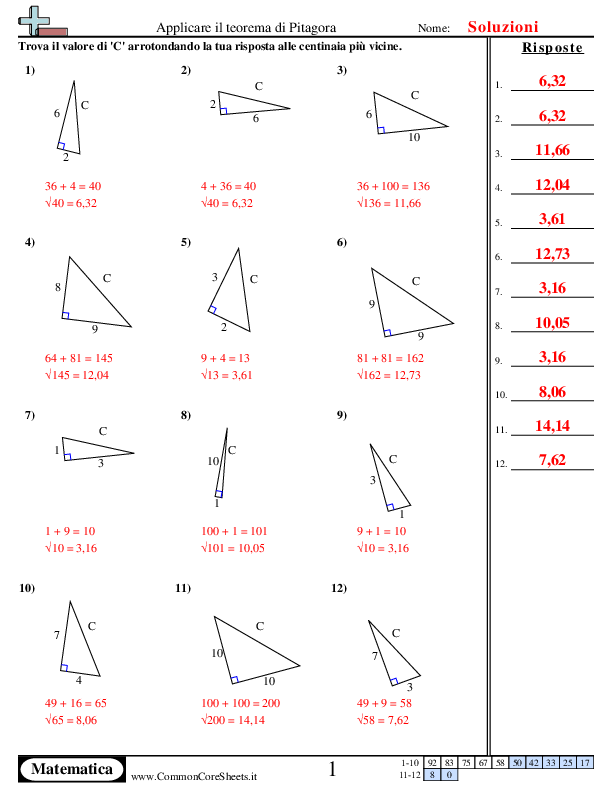  - applica-il-teorema-di-pitagora worksheet